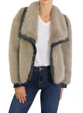 Giacca in Pelliccia con rifiniture in pelle Only 